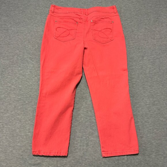 Chico's Jeans Womens Size 1.5 (32x24) Crop Platinum Coral Red Stretch pants - Picture 2 of 16